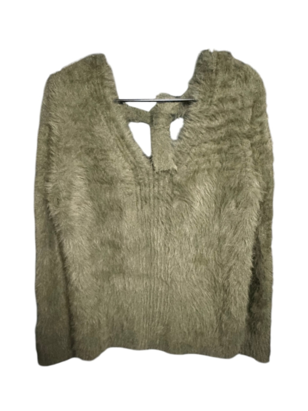 Women's Banana Republic Fuzzy Sweater Size M Green Crew Neck